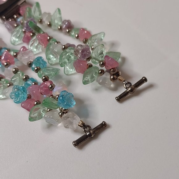 7.5 And 7 Inch Colorful Layered Glass Bead Watch And Bracelet Set - Picture 6 of 14